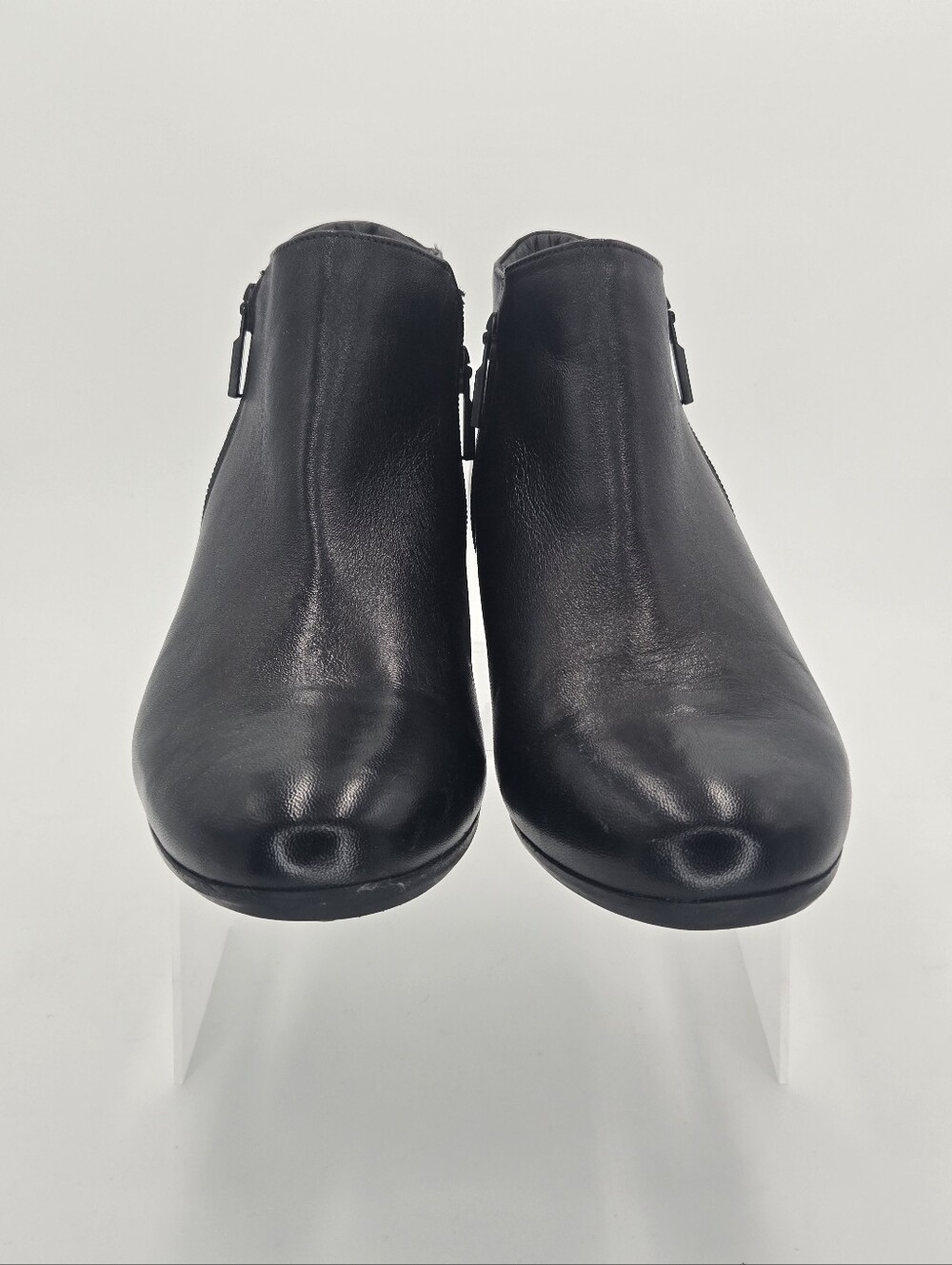 Trotters Major Black Leather Side-Zip Women's Ankle Booties Size 10.5 10 1/2 - Picture 5 of 11